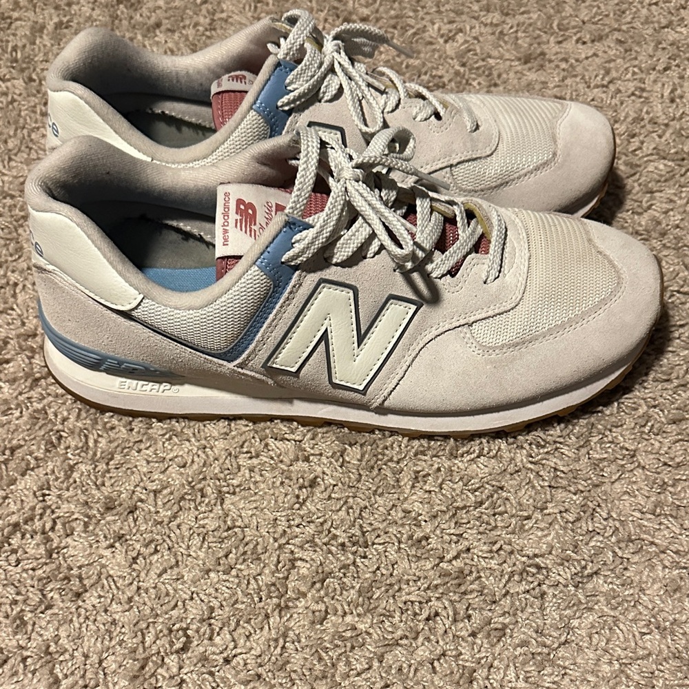 New Balance Light Gray and Blue Sneakers Classic 574